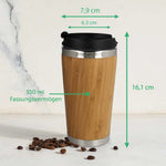 Kaffeebecher aus Bambus mit Gravur - Verschiedene Motive mit eigenem Namen
