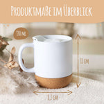 Bedruckte Tasse mit Korksockel & Deckel - Wunschtext V1 Namma Markt