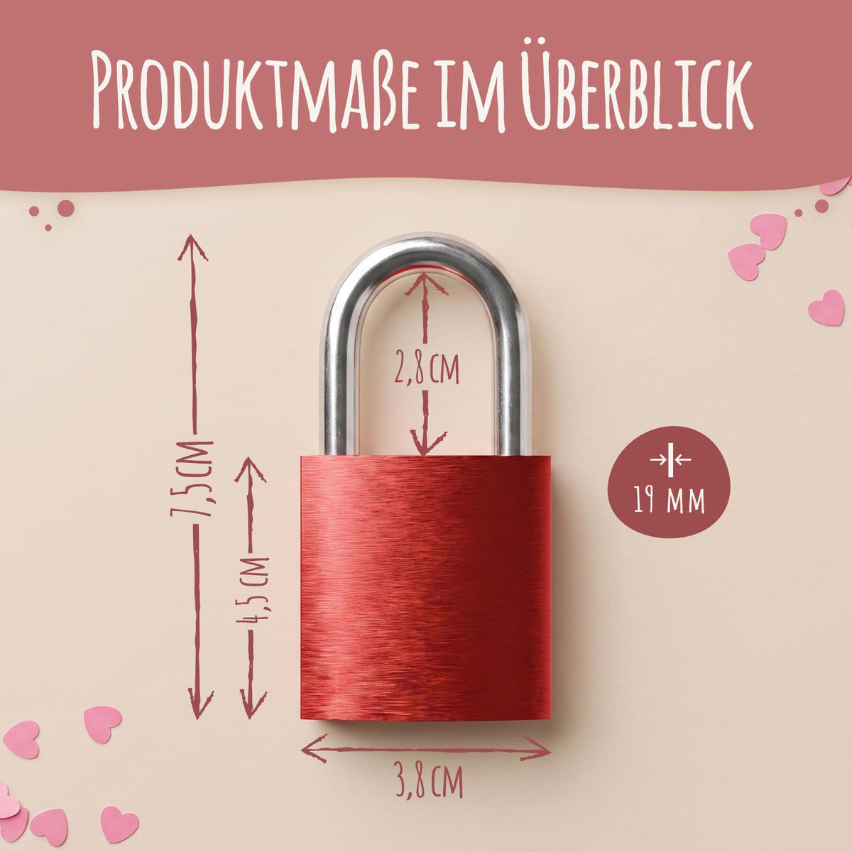 Liebesschloss in Gelb mit Gravur