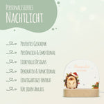 Kinder LED Nachtlicht mit Sockel aus Holz - "Weihnachtstiere"