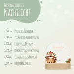 Kinder LED Nachtlicht mit Sockel aus Holz - "Weihnachtstiere"