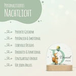 Kinder LED Nachtlicht mit Sockel aus Holz - "Initial Tiere"