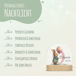 Kinder LED Nachtlicht mit Sockel aus Holz - "Initial Tiere"