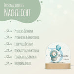 Kinder LED Nachtlicht mit Sockel aus Holz - "Initial Tiere"