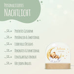 Kinder LED Nachtlicht mit Sockel aus Holz - "Schlafende Tiere"