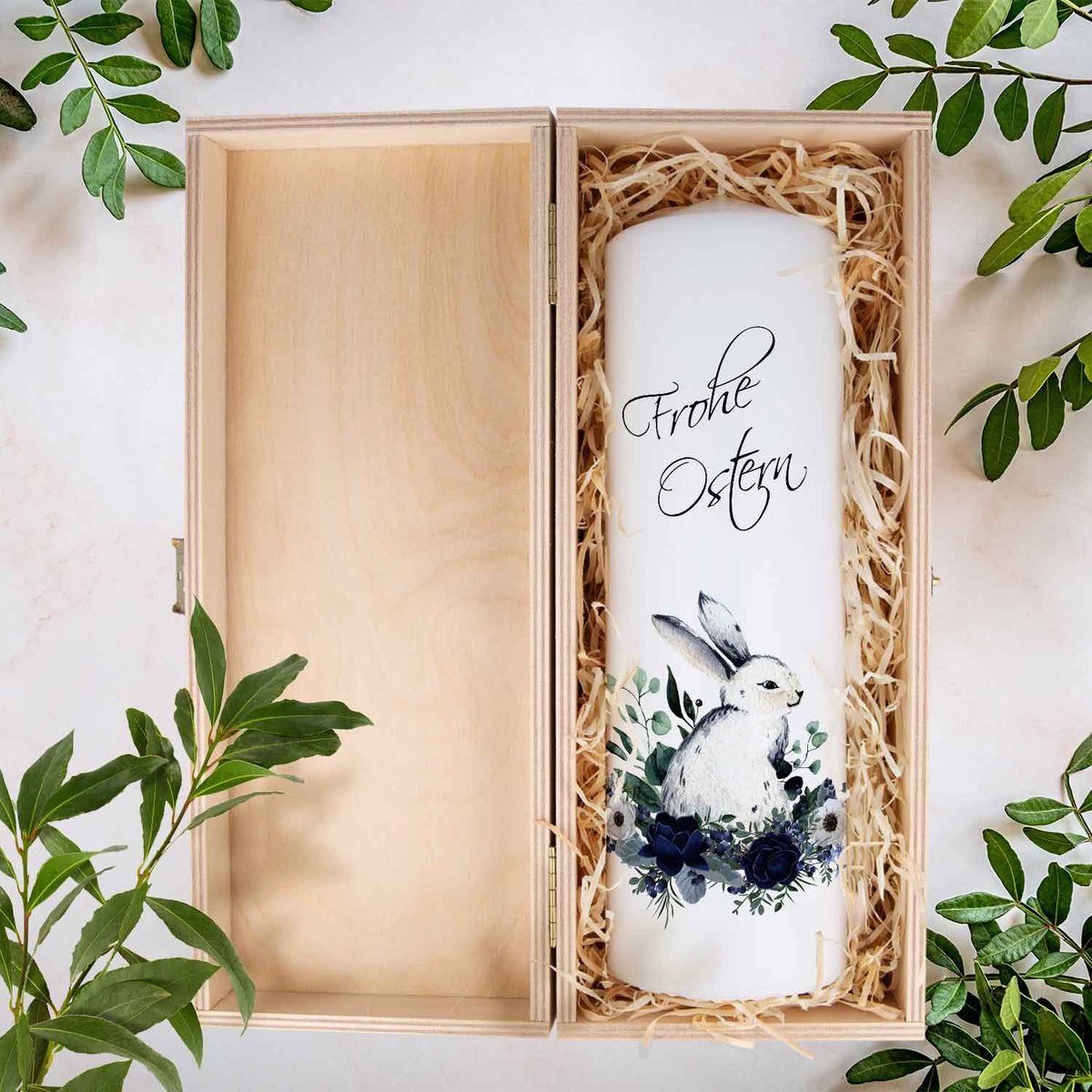 Große Kerze "Osterhase mit Blumen" zu Ostern