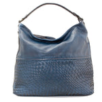 Schultertasche Beutel mit Flechtoptik Blau