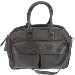 Vintage Handtasche Schwarz mit aufgesetzten Tachen