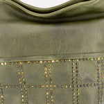 Vintage Schultertasche Beutel mit Nieten Grün