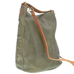 Vintage Schultertasche Beutel mit Nieten Grün