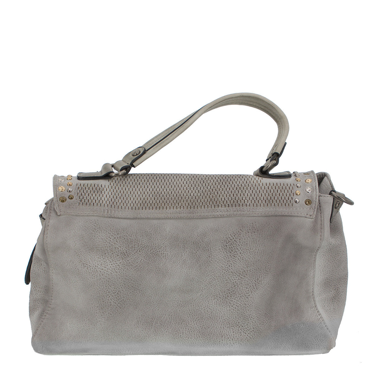 Handtasche Beige mit Nieten Grau
