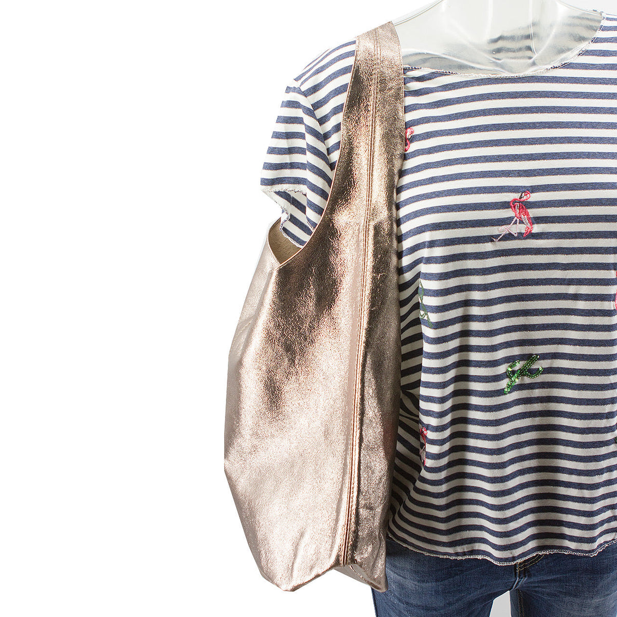 Leder Schulter- Beuteltasche Bronze