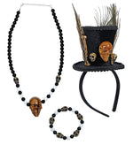 Voodoo Priester Set 3-tlg. | Hut, Halskette und Armband