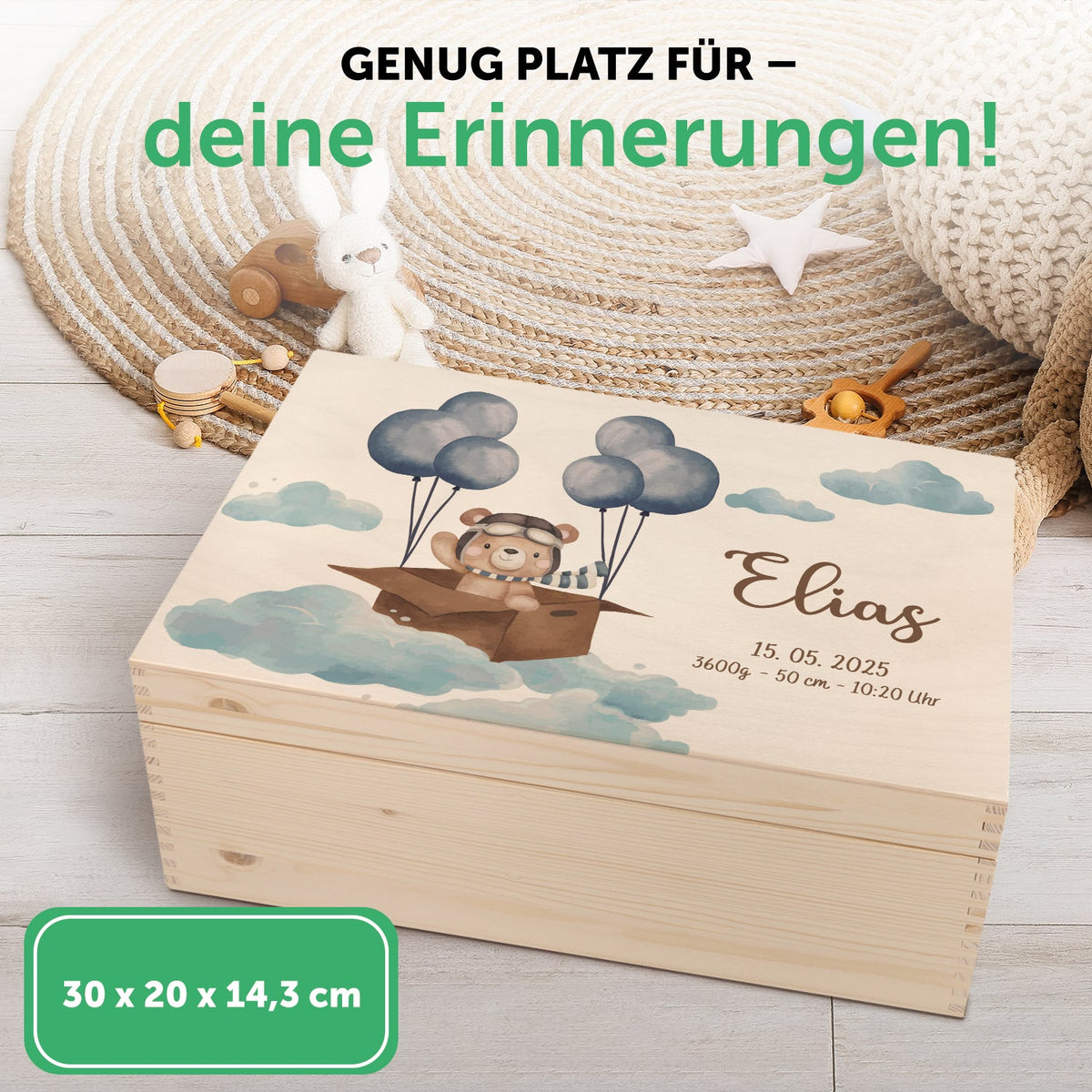 Erinnerungskiste für Kinder mit UV-Druck - Bärchen