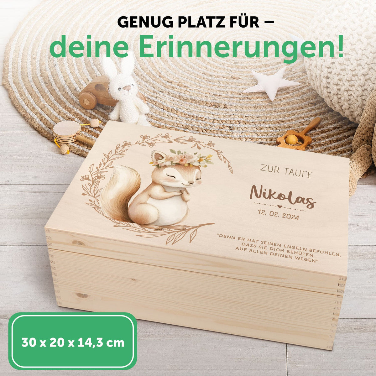 Bedruckte Erinnerungskiste zur Taufe - Tiere