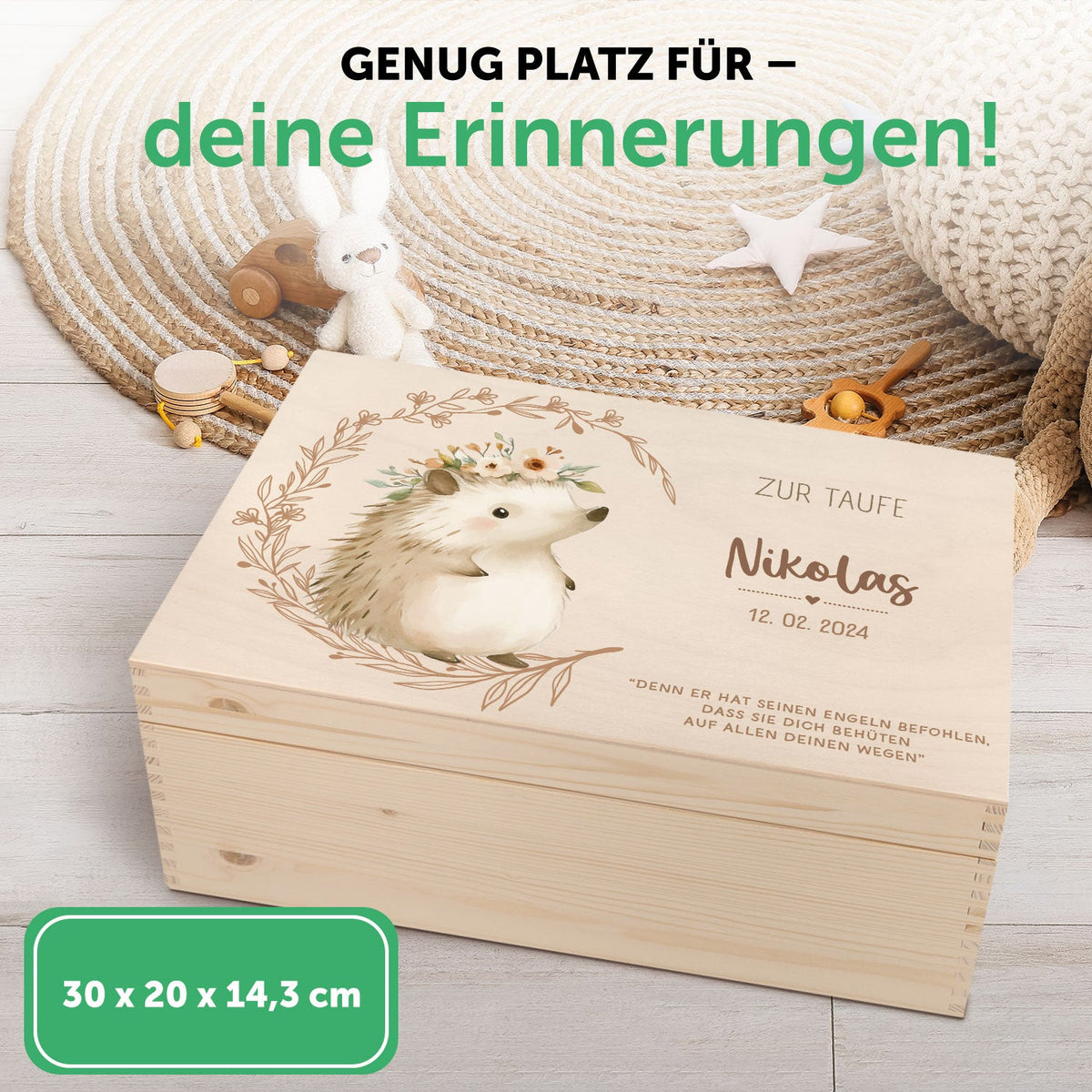 Bedruckte Erinnerungskiste zur Taufe - Tiere