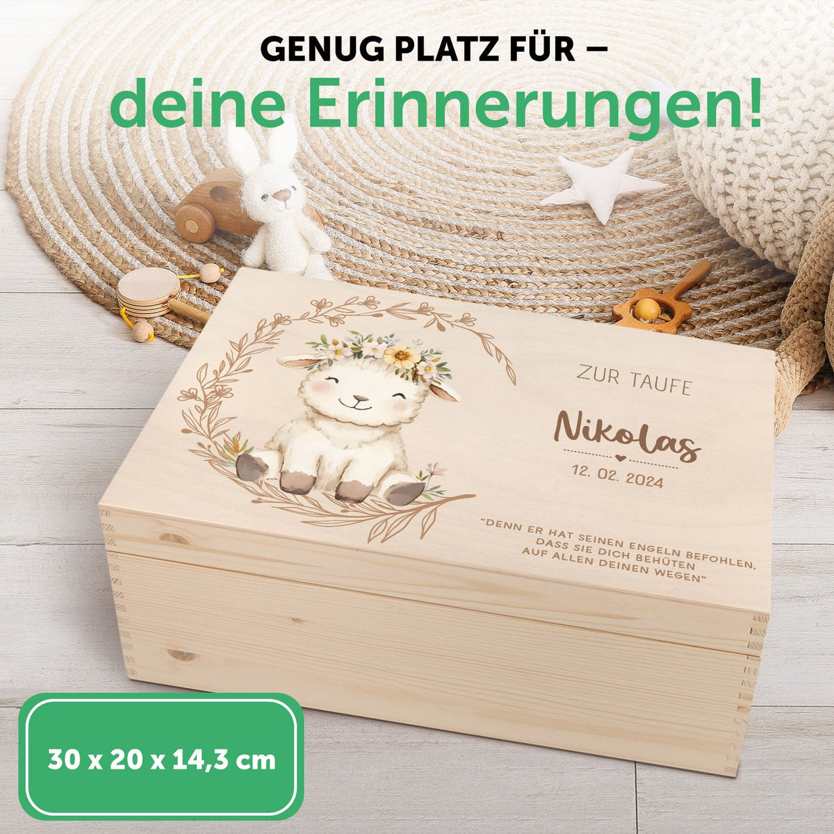 Bedruckte Erinnerungskiste zur Taufe - Tiere