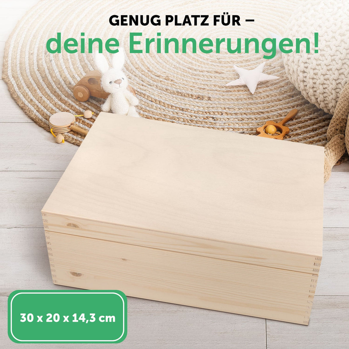 Bedruckte Erinnerungskiste zur Kommunion & Konfirmation - Eukalyptuskreuz