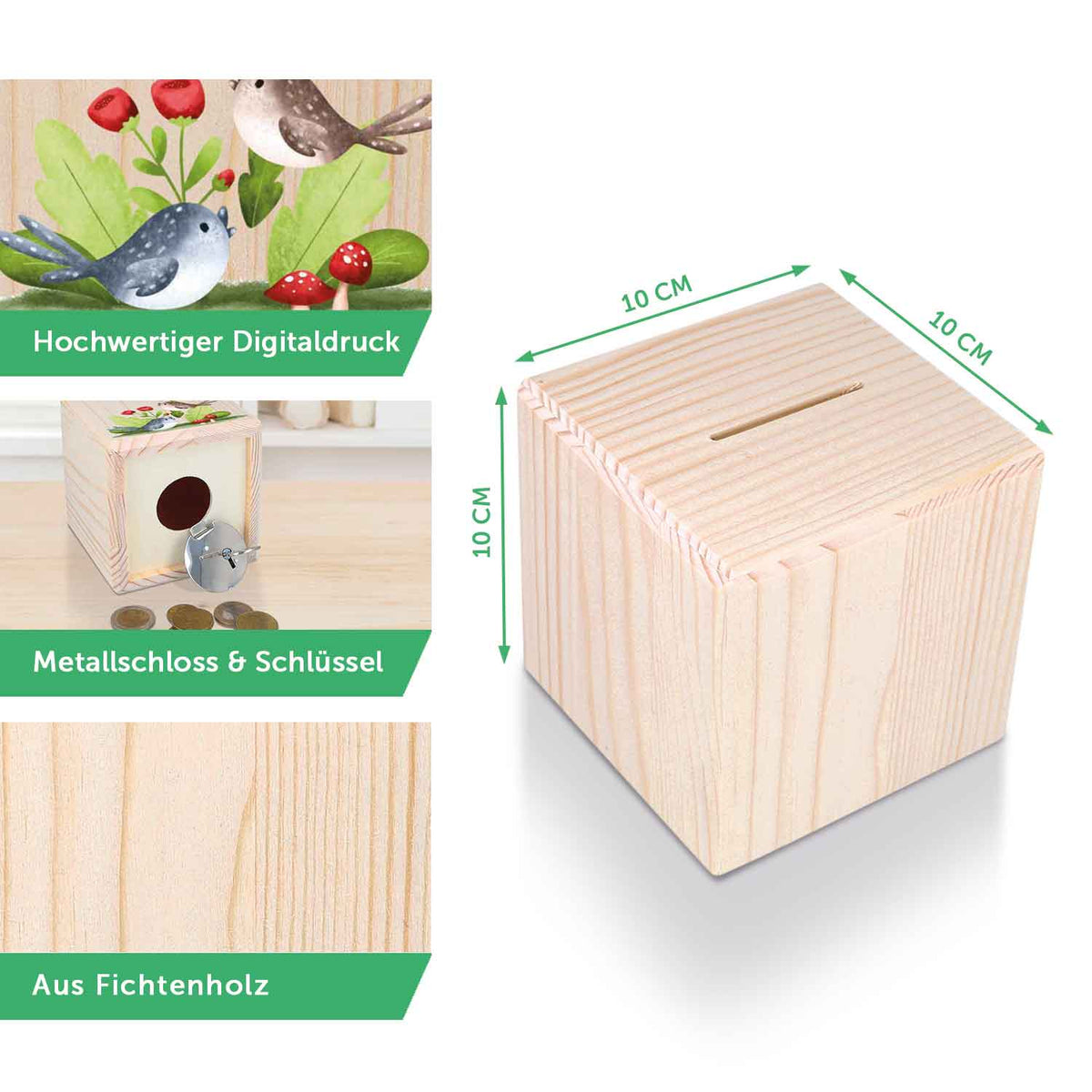 Spardose aus Holz - Tiere