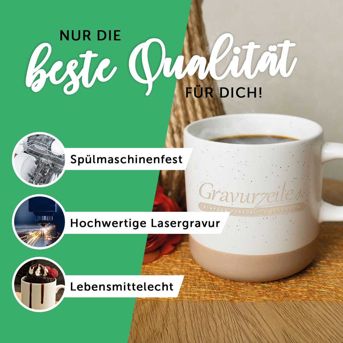 Gravierte Steingut Tasse - Happy Birthday Mama