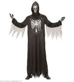 Sensenmann Kostüm "Grim Reaper" mit Skelett Druck für Herren | Schwarz