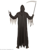 Sensenmann Kostüm "Grim Reaper" mit Skelett Druck für Herren | Schwarz
