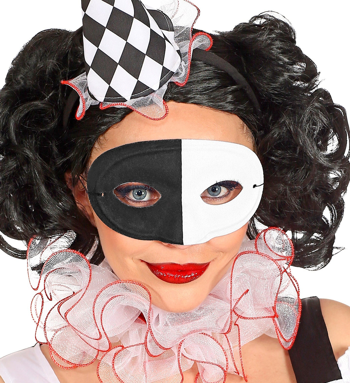 Schwarz Weiße Augenmaske zum Harlekin Kostüm