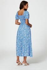 Floral Print Maxi Dress In Blue