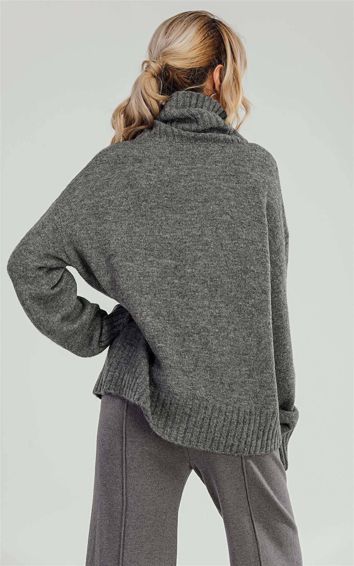 Wool Blanket Jumper Top With High Neck In Grey Namma Markt