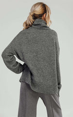 Wool Blanket Jumper Top With High Neck In Grey Namma Markt