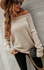 Comfy Jumper Top In Beige
