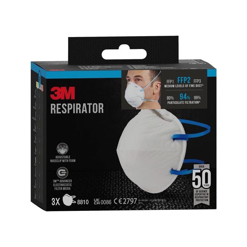 3M™ Partikelmaske 8810, FFP2, ohne Ventil, 3er-Packung | Packung (1 Stück)