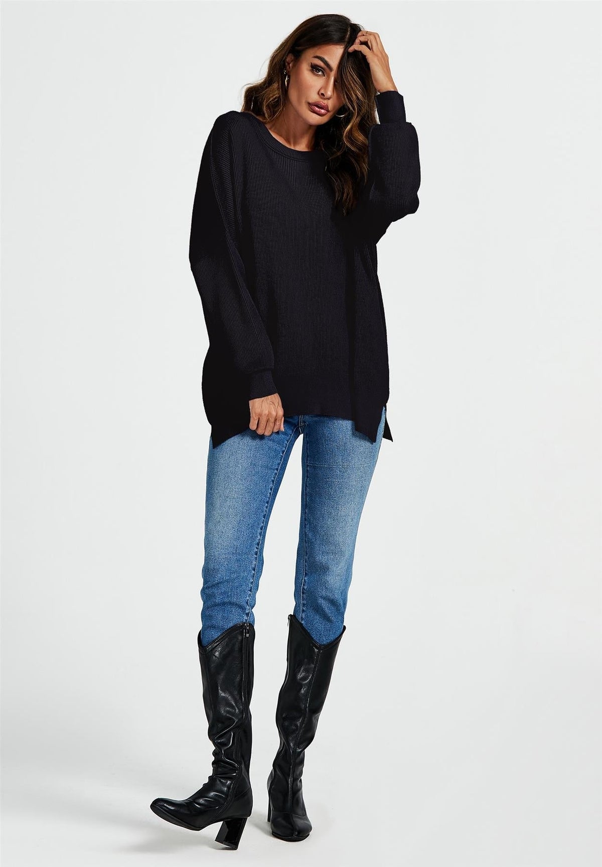 Oversized Jumper Top In Black