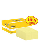 Post-it® Notes, Gelb, 38 mm x 51 mm, Promotion, 100 Blatt/Block, 16 Blöcke + 4 Gratis/Packung, 100% PEFC, SGSCH-PEFC-COC-110078 | Packung (1 Stück)