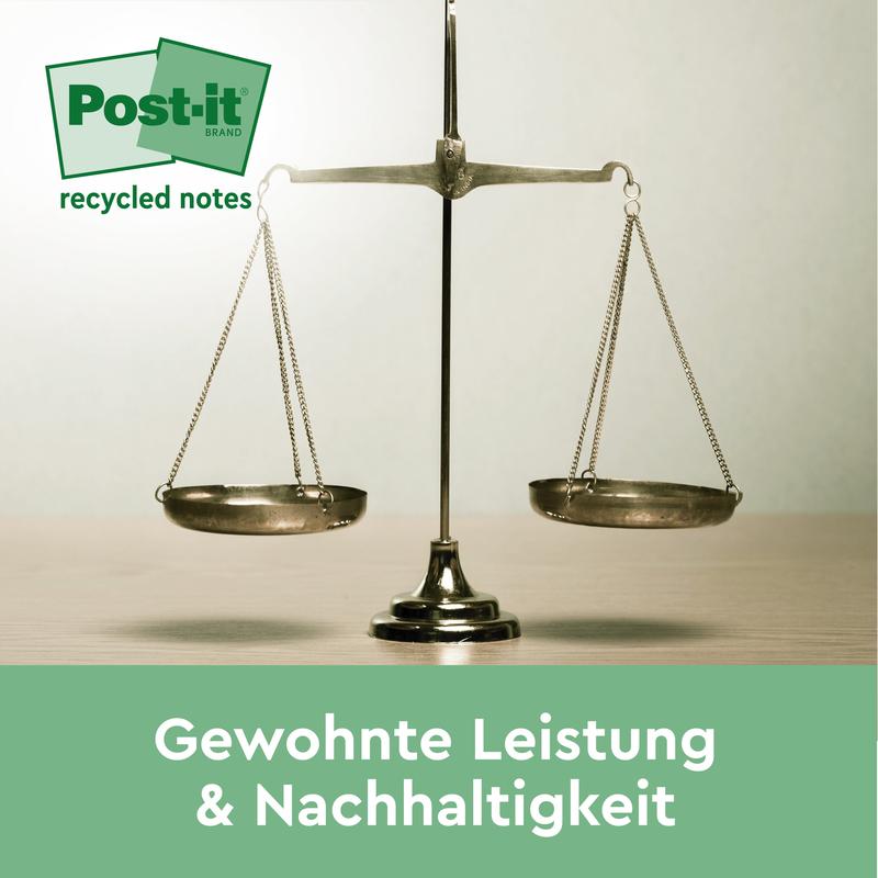 Post-it® Recycling Notes, 38 mm x 51 mm, 100 Blatt/Block, 100% PEFC