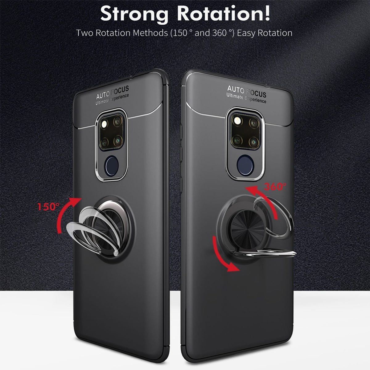 NALIA Ringhülle für Huawei Mate 20X – Ring-Ständer 360° & für Magnet-Halter – GRIP360 (Mattiertes Silikon Case) – Marke aus Berlin