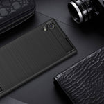 NALIA Silikonhülle für Sony Xperia XA1 – Rutschfest & Matt – VORTEX (Gebürstete Optik & Carbon Design) – Marke aus Berlin