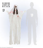 Hängefigur "Blutige Skelett Braut" Leuchtender Kopf 170 cm | Halloween Dekoration