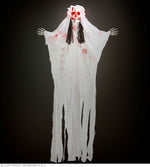 Hängefigur "Blutige Skelett Braut" Leuchtender Kopf 170 cm | Halloween Dekoration