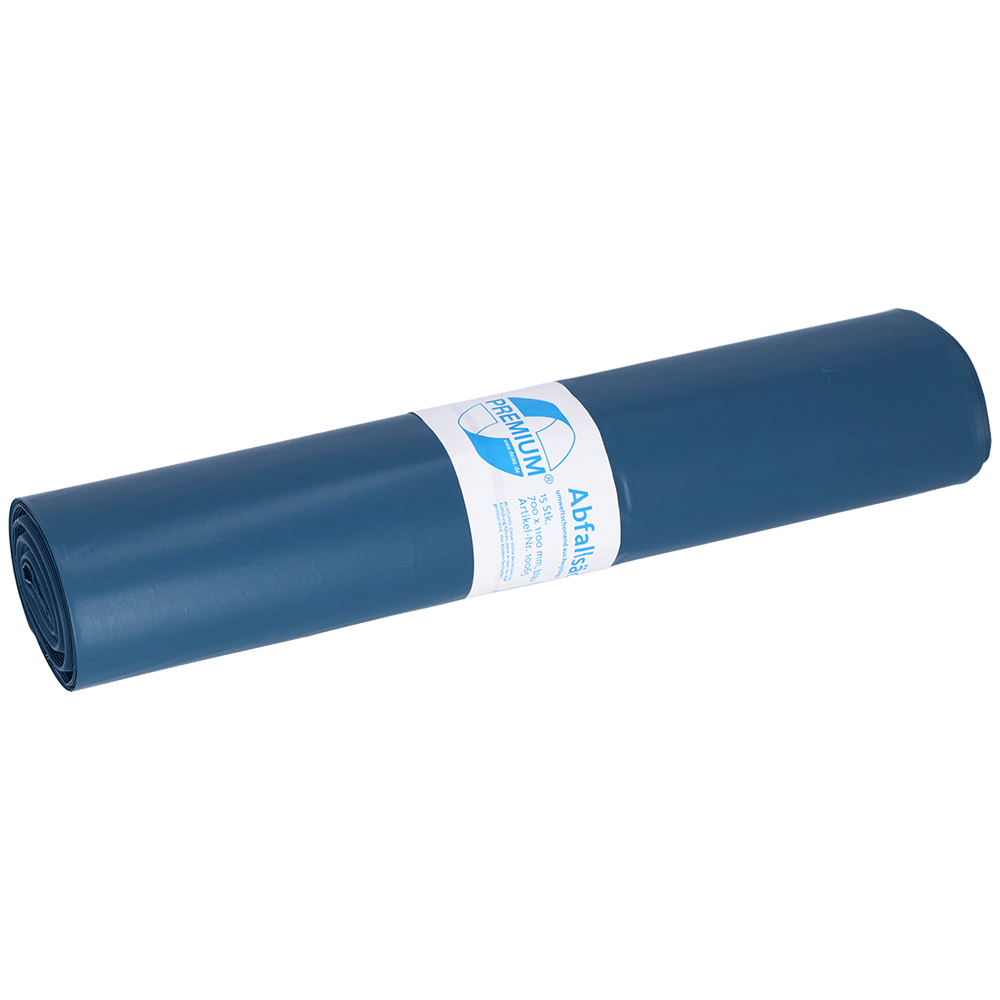 DEISS PREMIUM Abfallsack 120 Liter blau, 1,126 g/Rolle, Typ 100 | Rolle (15 Stück)