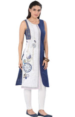 White And Blue Round Neck kurta In Germany