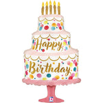 Shape Folienballon "Satin Birthday Pink Cake" | 84 cm