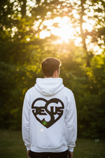 Herren Oversize Zipper Hoodie Jesus Herz