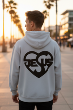 Herren Oversize Zipper Hoodie Jesus Herz
