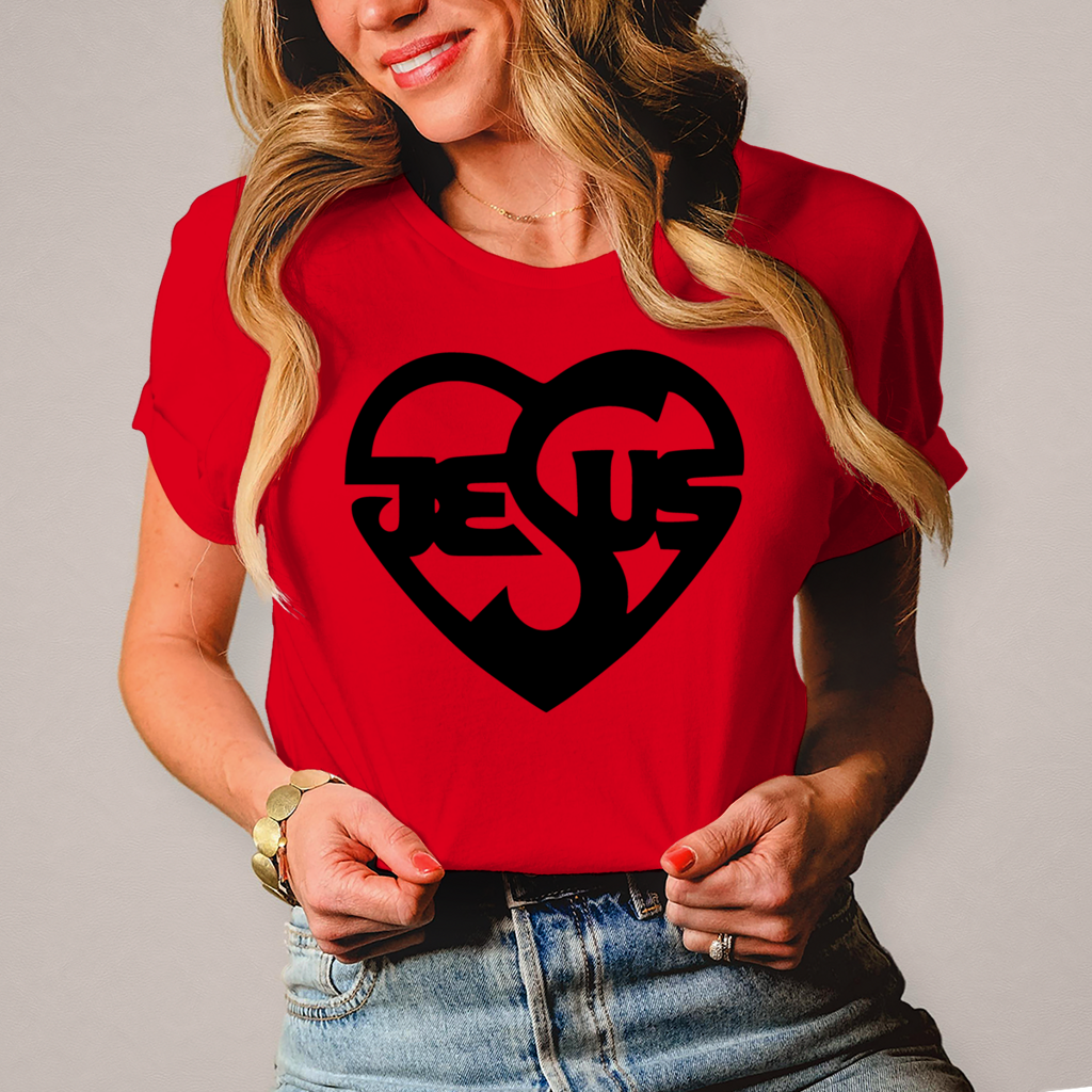 Christliches Damen T-Shirt mit Jesus-Herz-Print