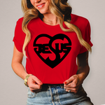 Christliches Damen T-Shirt mit Jesus-Herz-Print