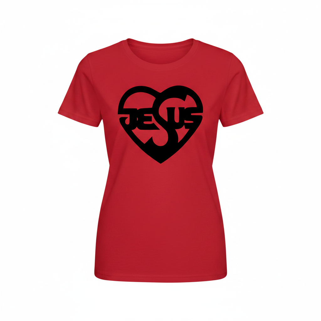 Christliches Damen T-Shirt mit Jesus-Herz-Print