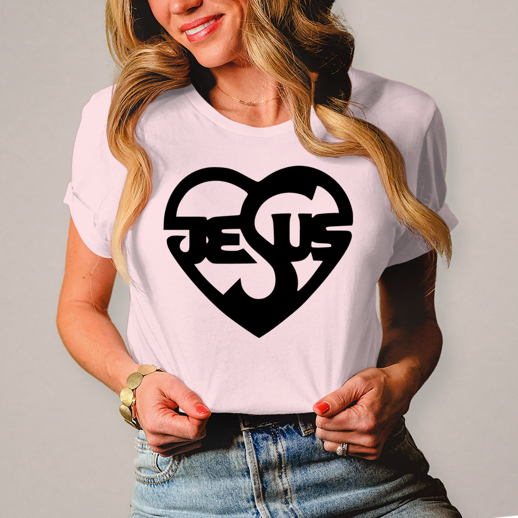 Christliches Damen T-Shirt mit Jesus-Herz-Print