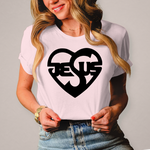 Christliches Damen T-Shirt mit Jesus-Herz-Print