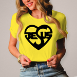 Christliches Damen T-Shirt mit Jesus-Herz-Print